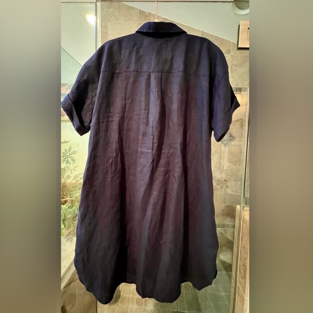 J.Crew Capitaine shirtdress in Navy Linen. - Picture 6 of 6